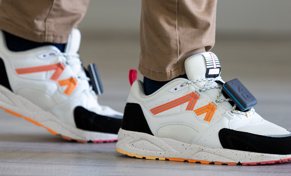 close up on sneakers