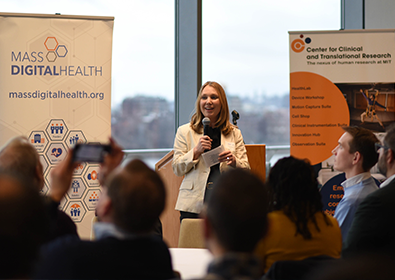 Keely Benson, Director of MeHI speaking at a Sandbox event